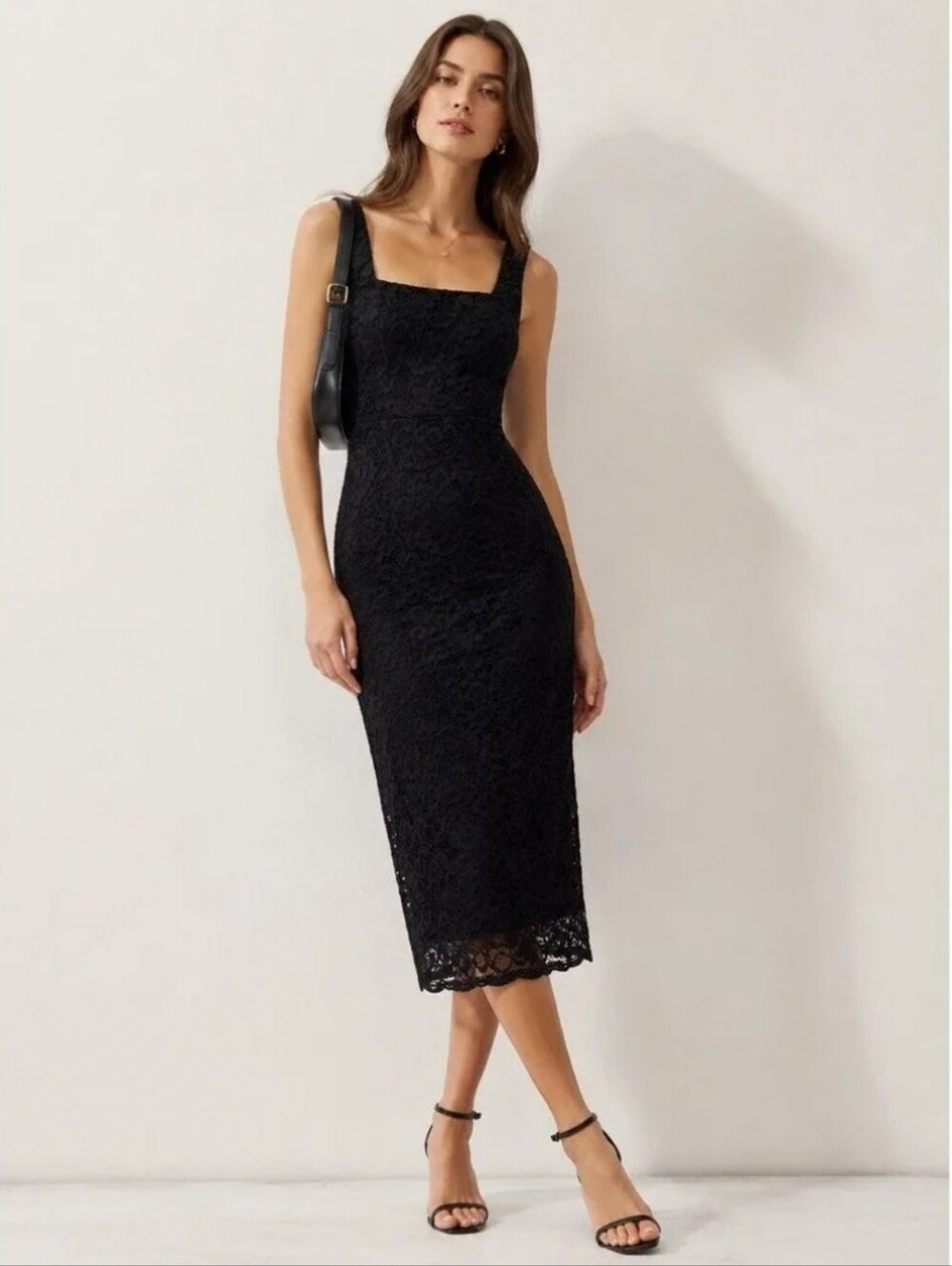 Sam Edelman Lace Open Back Midi Dress Size 8 Black NWT